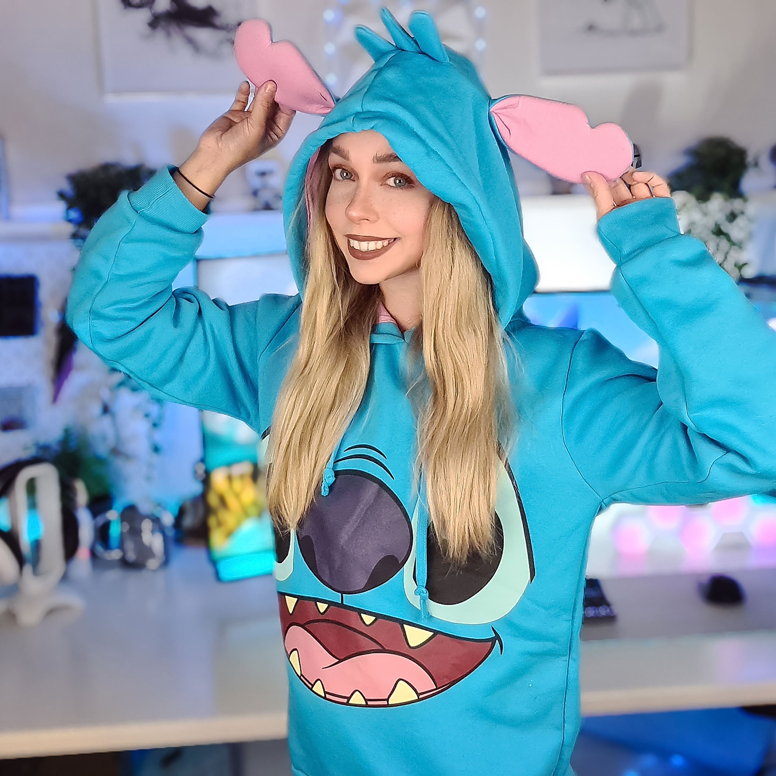 Image produit Lilo & Stitch - Sweat à capuche Stitch pour femmes avec oreilles bleu