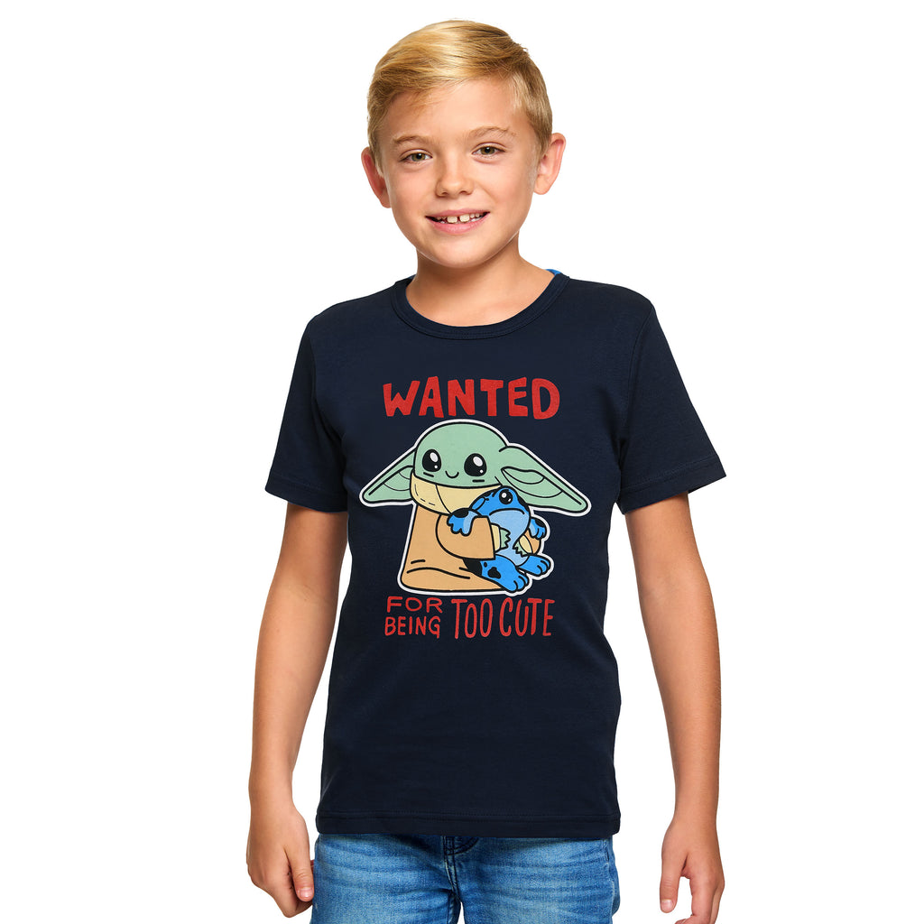 Image produit T-shirt Enfant Grogu Wanted Too Cute Bleu - Star Wars The Mandalorian