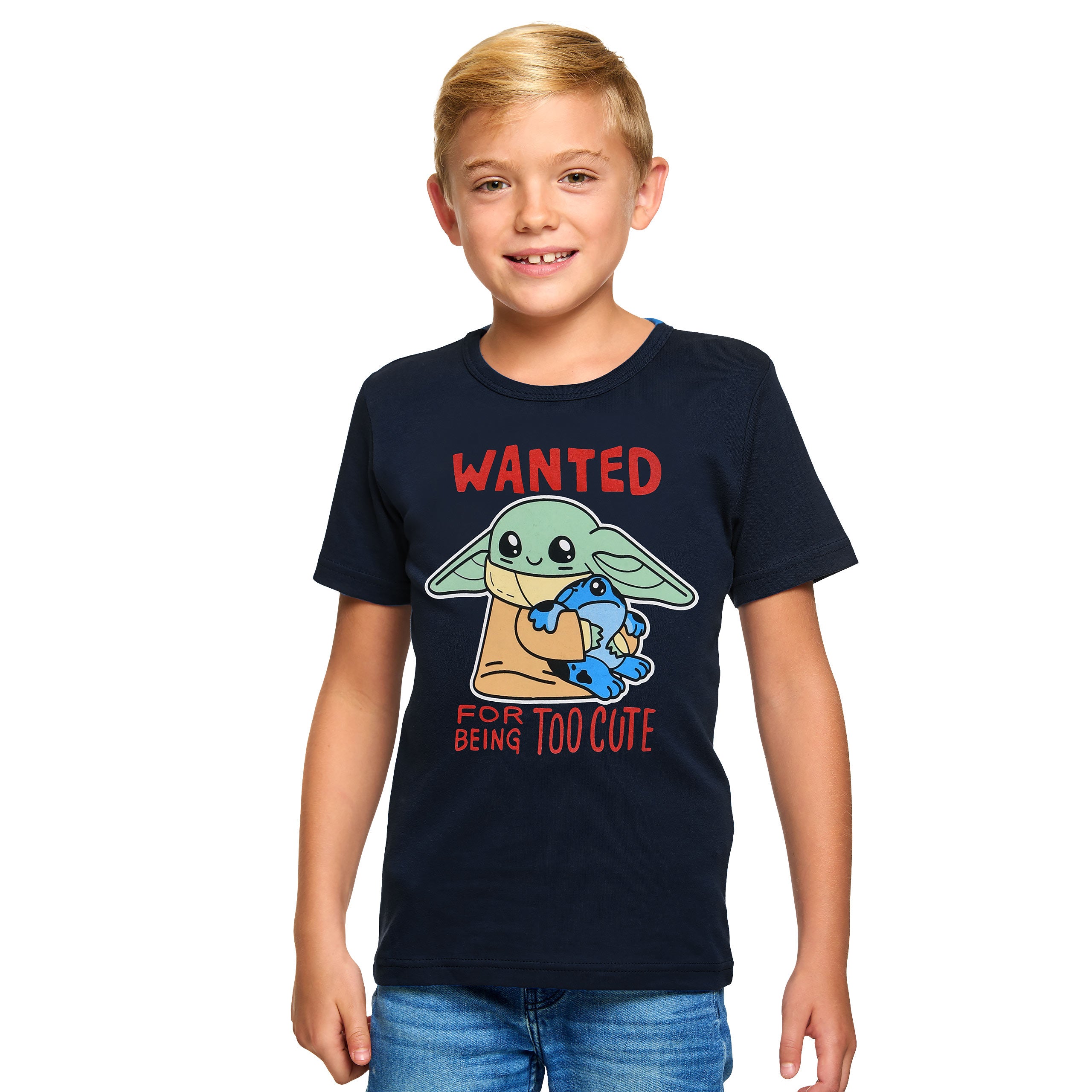 Image produit T-shirt Enfant Grogu Wanted Too Cute Bleu - Star Wars The Mandalorian