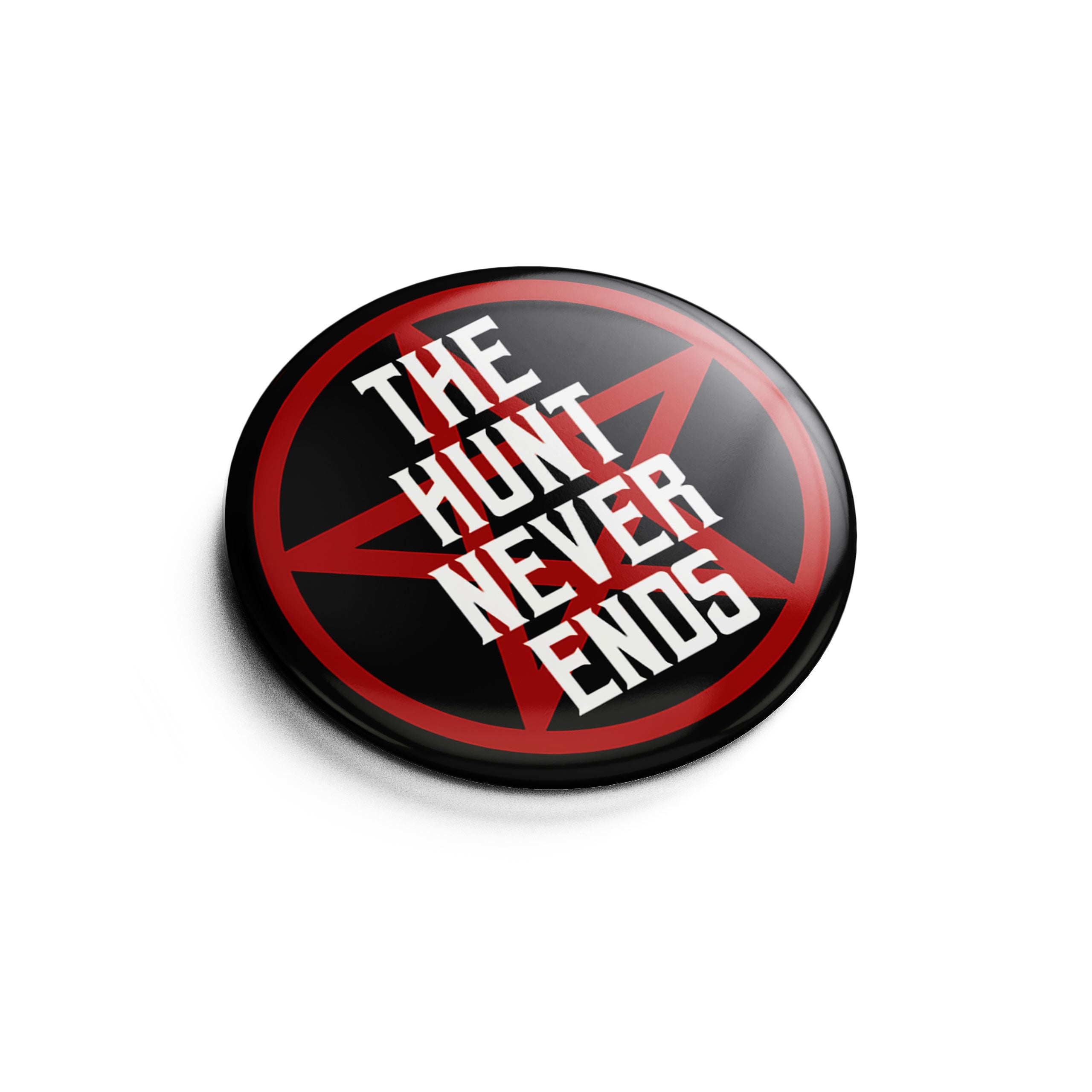 Image produit Le bouton 'The Hunt Never Ends' pour les fans de Supernatural