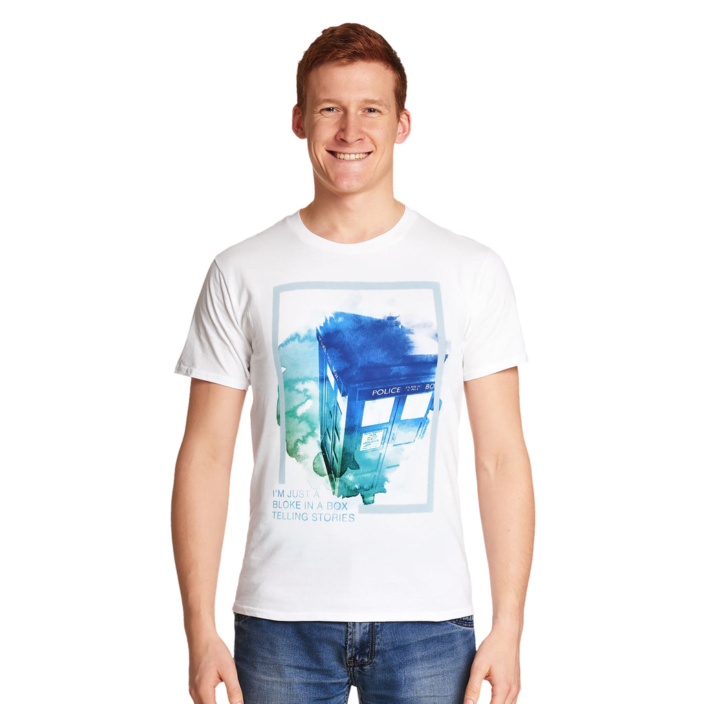 Image produit Dr. Who - T-shirt Tardis aquarelle blanc