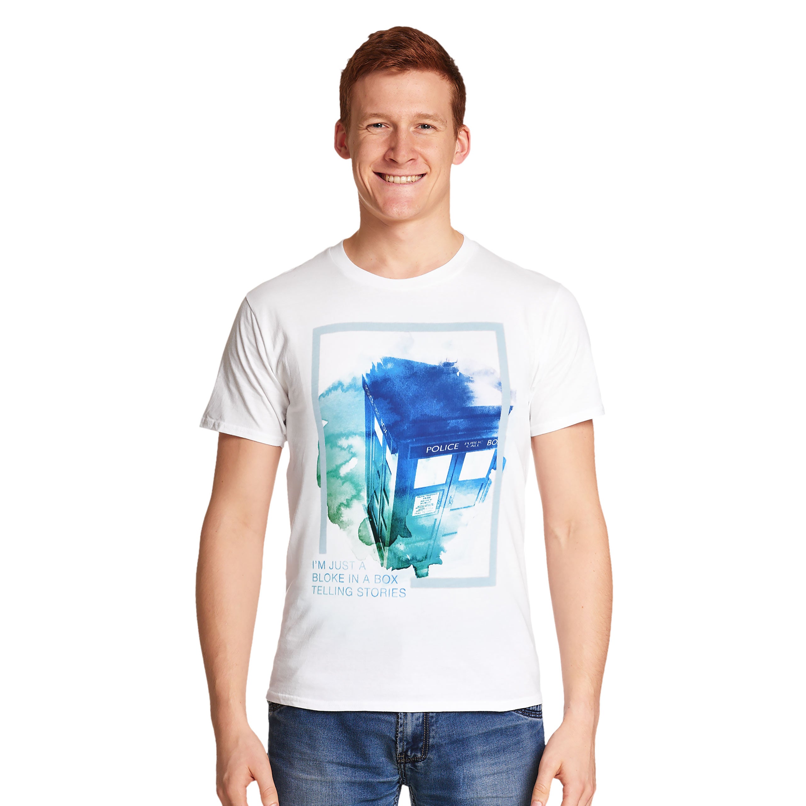 Image produit Dr. Who - T-shirt Tardis aquarelle blanc