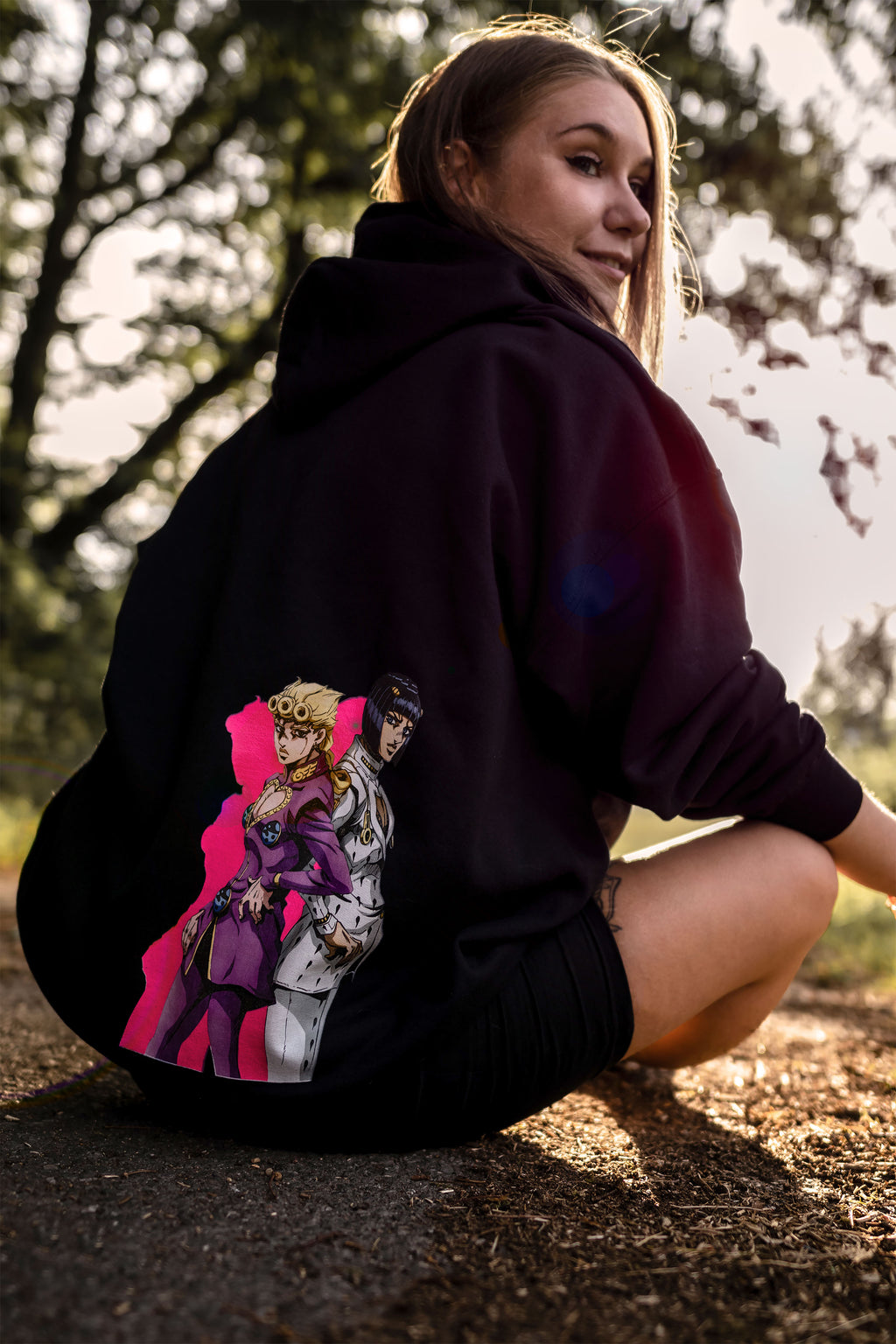 Image produit JoJo's Bizarre Adventure - Sweat à capuche noir Giorno et Bruno