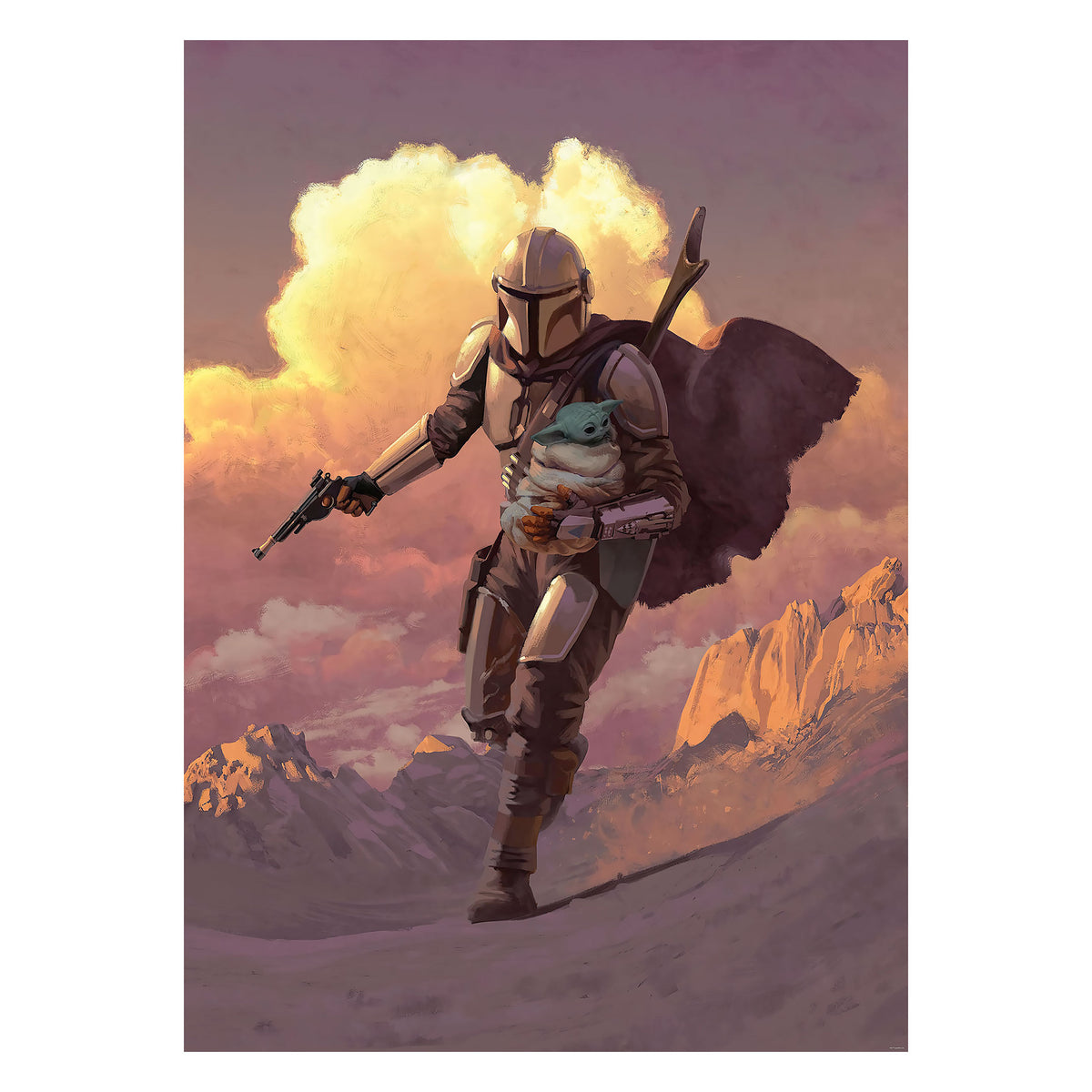 Image produit Papier peint Mando avec Grogu - Star Wars The Mandalorian