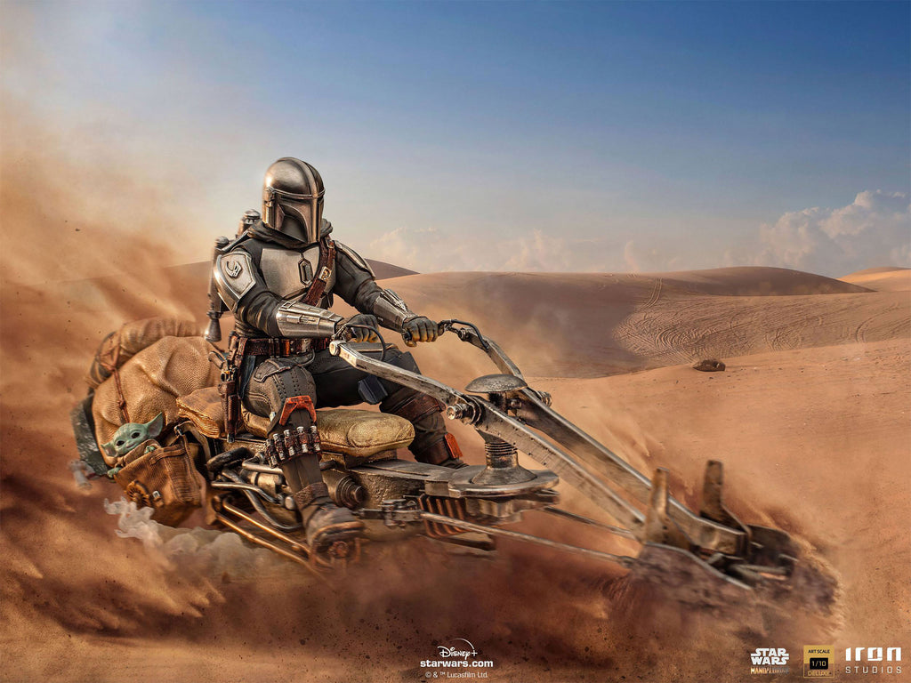 Image produit Mando avec Speeder BDS Art Scale Deluxe Statue - Star Wars The Mandalorian