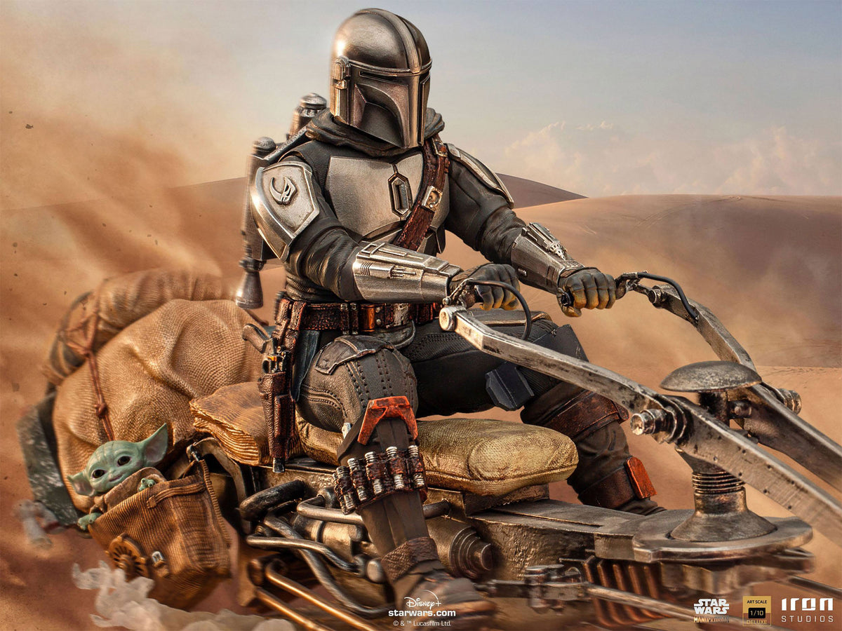 Image produit Mando avec Speeder BDS Art Scale Deluxe Statue - Star Wars The Mandalorian
