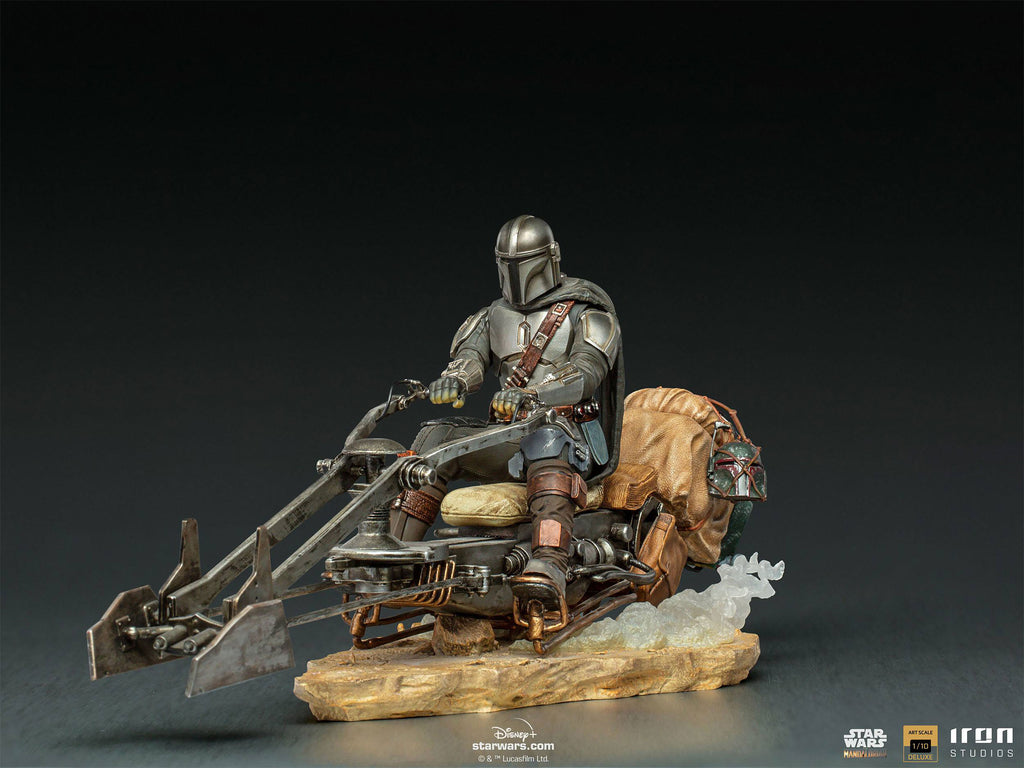 Image produit Mando avec Speeder BDS Art Scale Deluxe Statue - Star Wars The Mandalorian