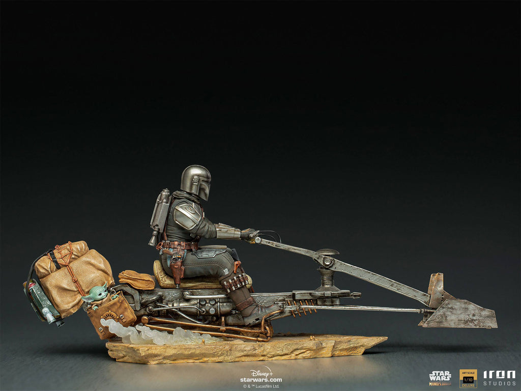 Image produit Mando avec Speeder BDS Art Scale Deluxe Statue - Star Wars The Mandalorian