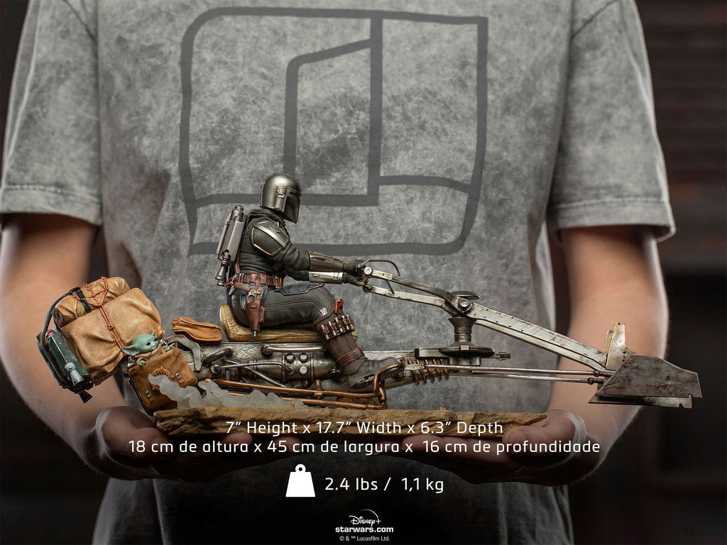 Image produit Mando avec Speeder BDS Art Scale Deluxe Statue - Star Wars The Mandalorian