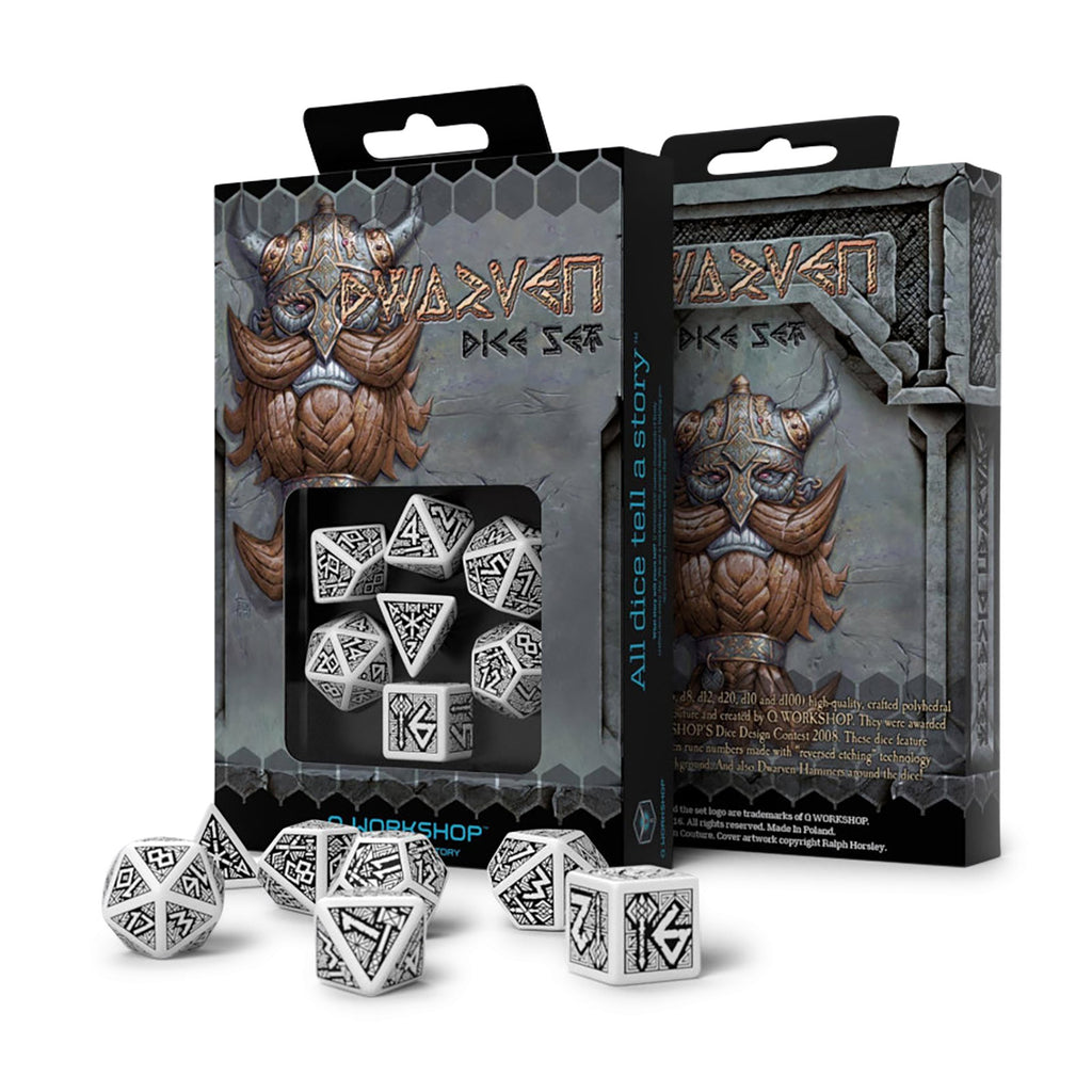 Image produit Set de dés RPG nains blanc & noir 7pcs