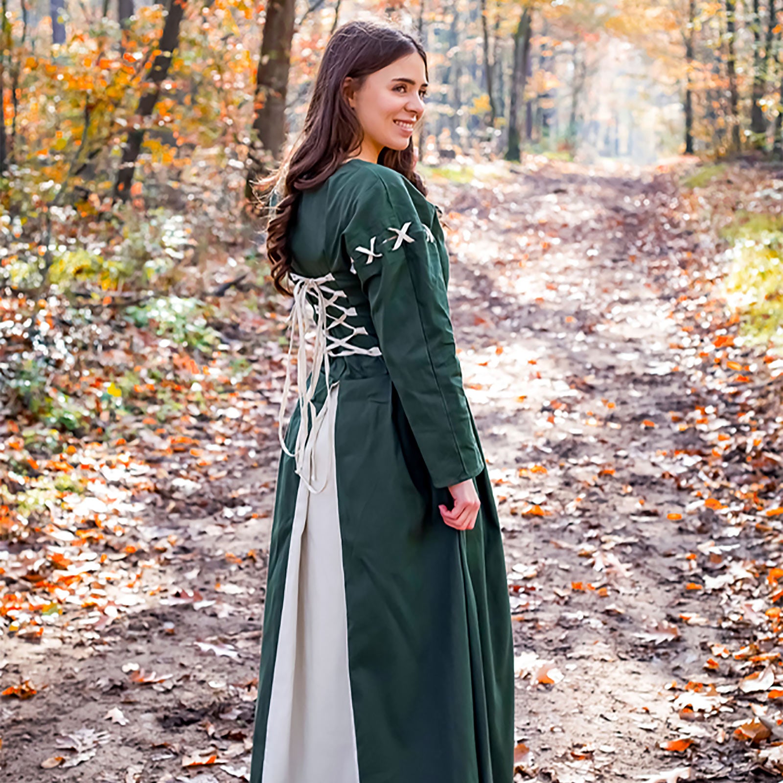 Image produit Robe Médiévale Larina Vert-Beige