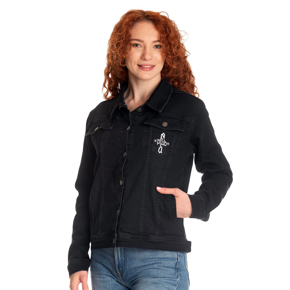 Image produit Veste en jean noir blason Dumbledore - Les Animaux Fantastiques