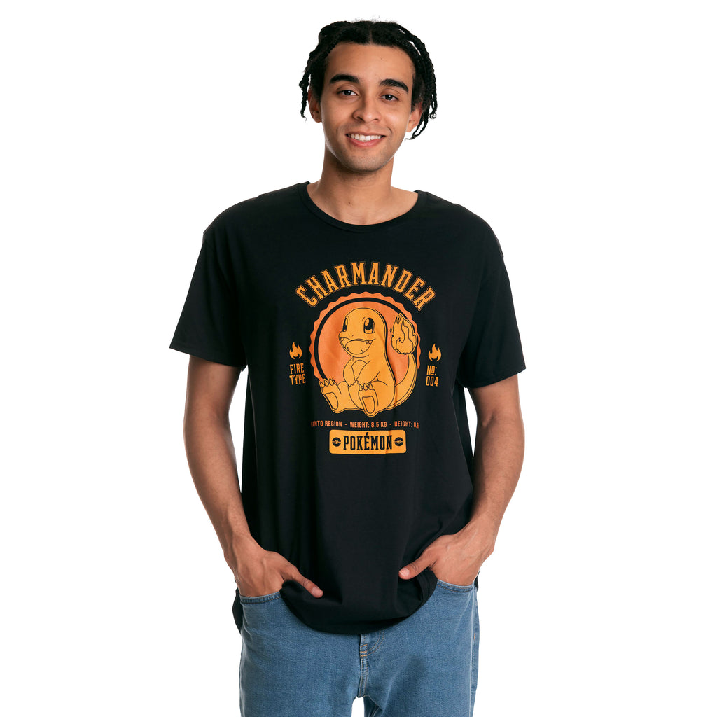 Image produit Pokemon - T-shirt de collège Charmander noir