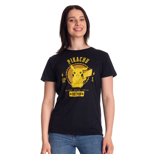 Image produit Pokemon - T-shirt universitaire Pikachu noir