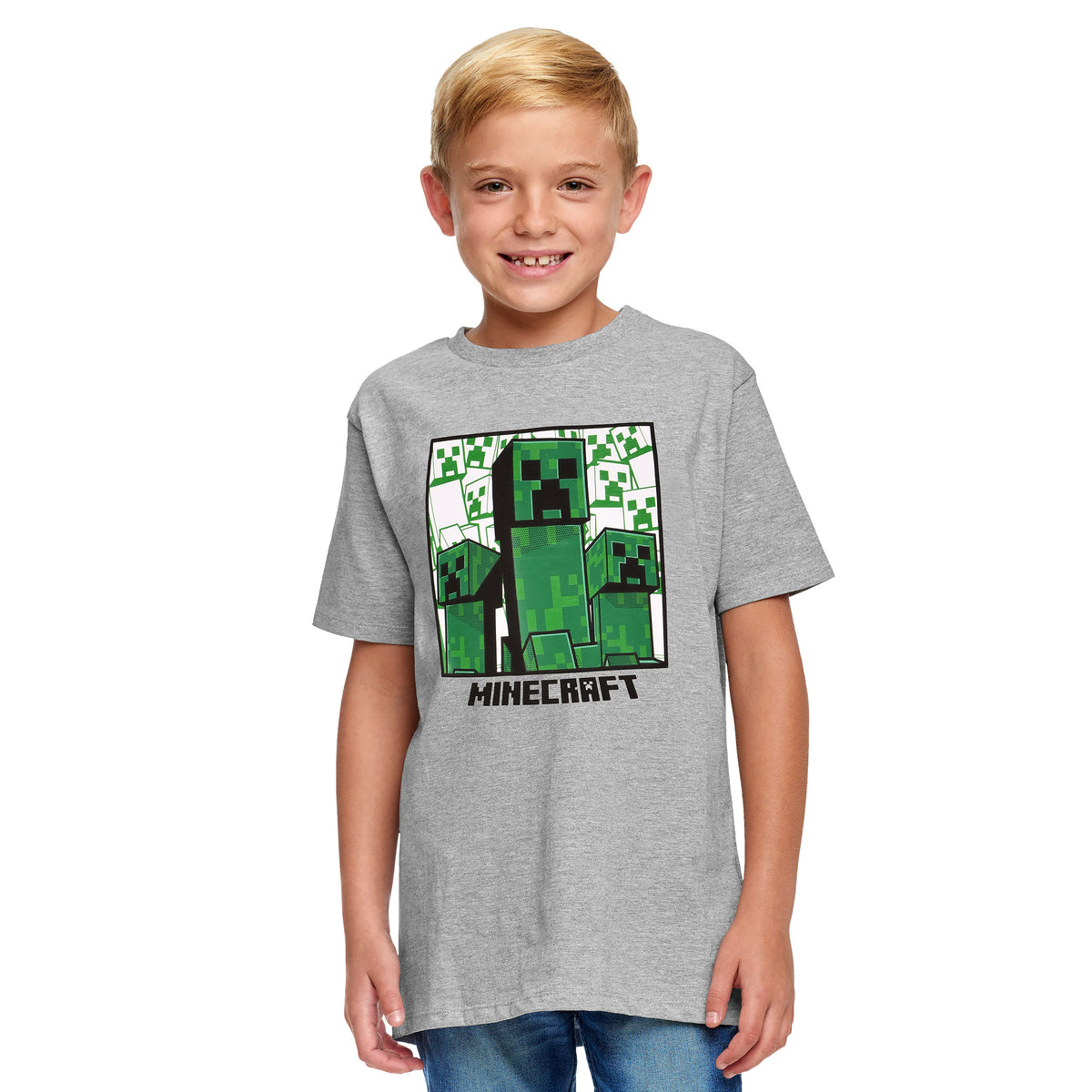 Image produit Minecraft - T-shirt Creeper pour enfants gris