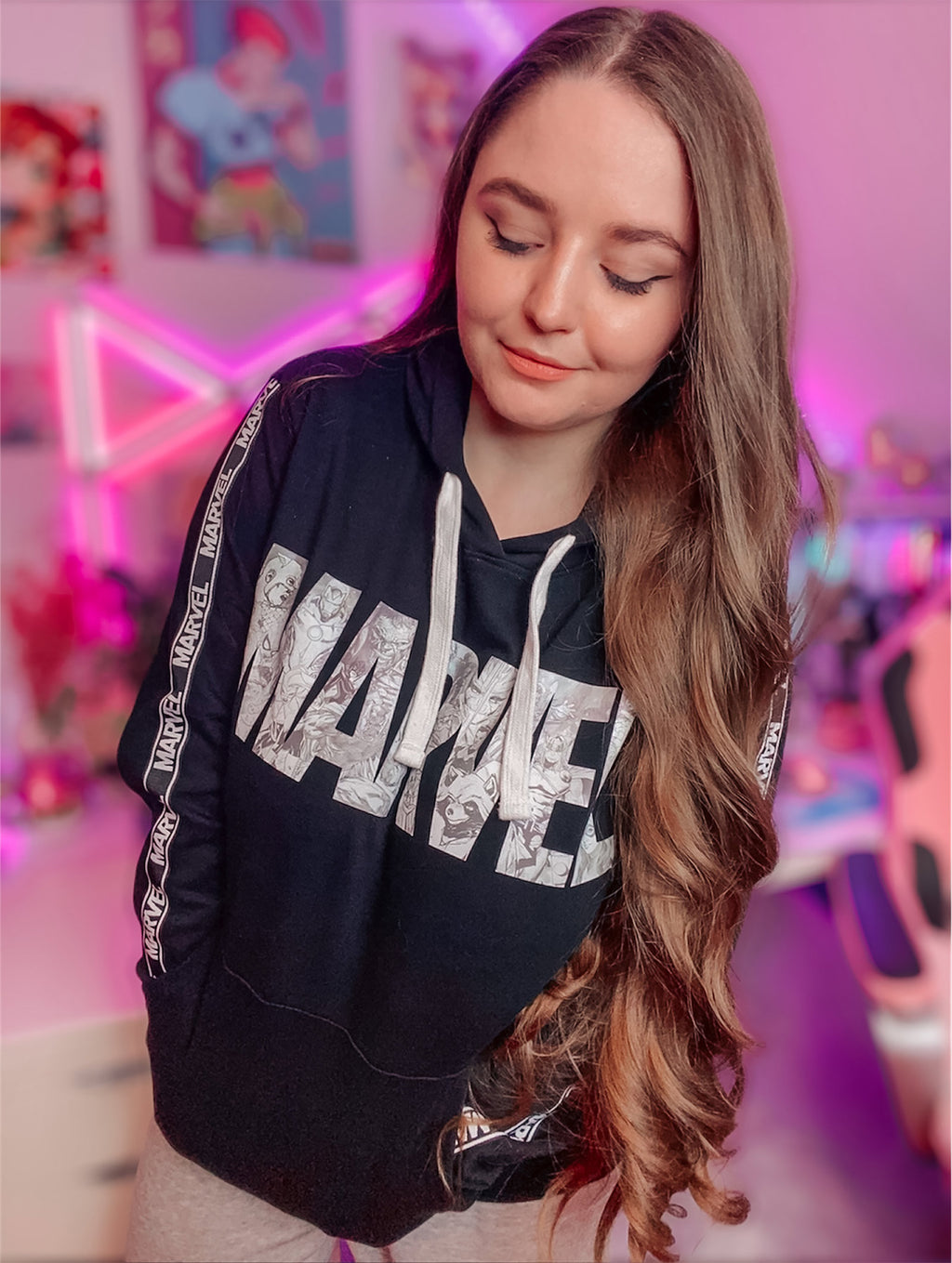 Image produit Marvel - Sweat à capuche avec logo de bande dessinée noir