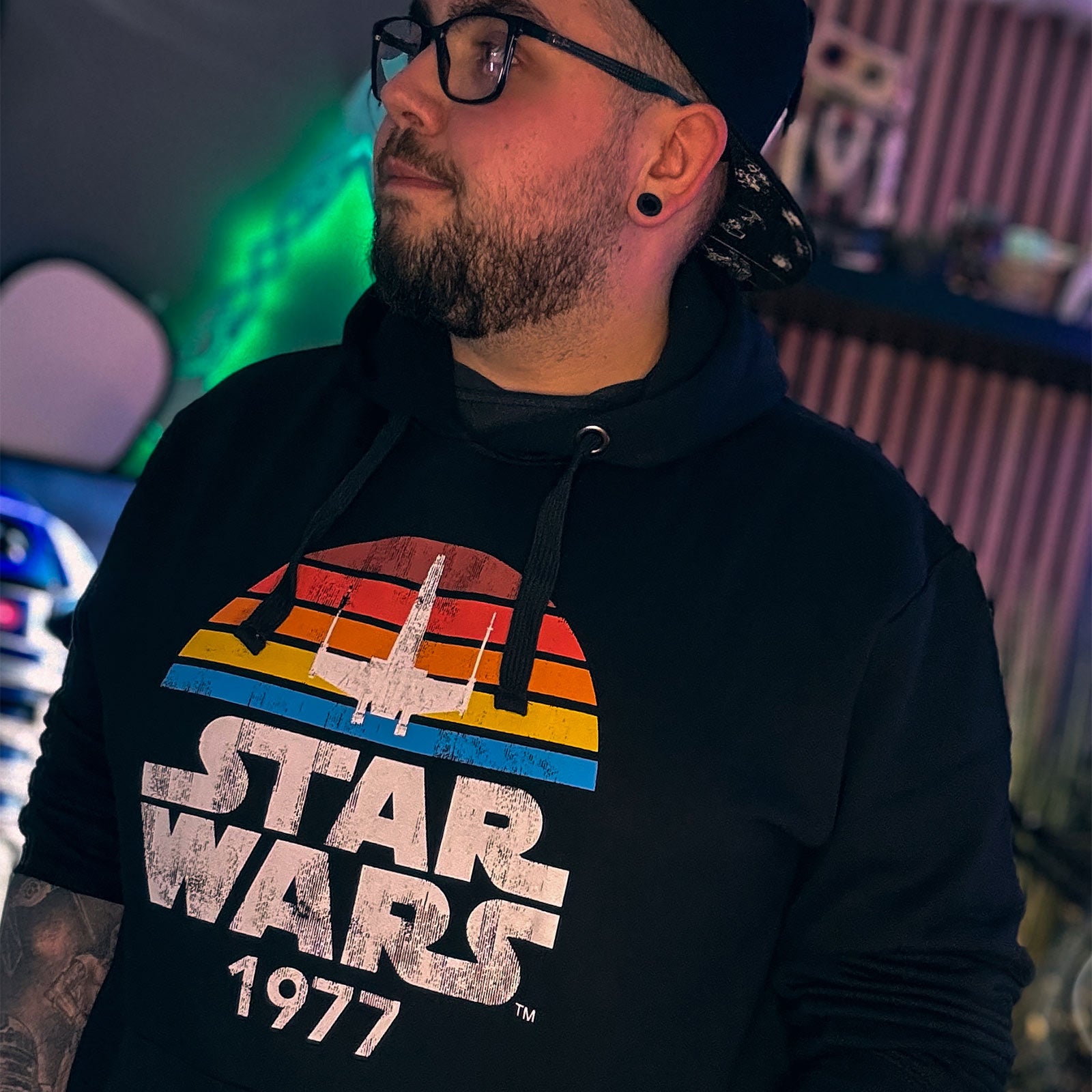 Image produit Sweat à capuche rétro Star Wars de 1977 noir