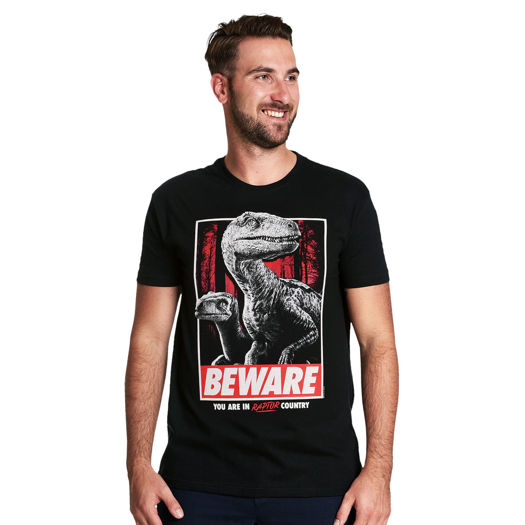 Image produit Jurassic Park - Attention Pays des Raptors T-Shirt noir