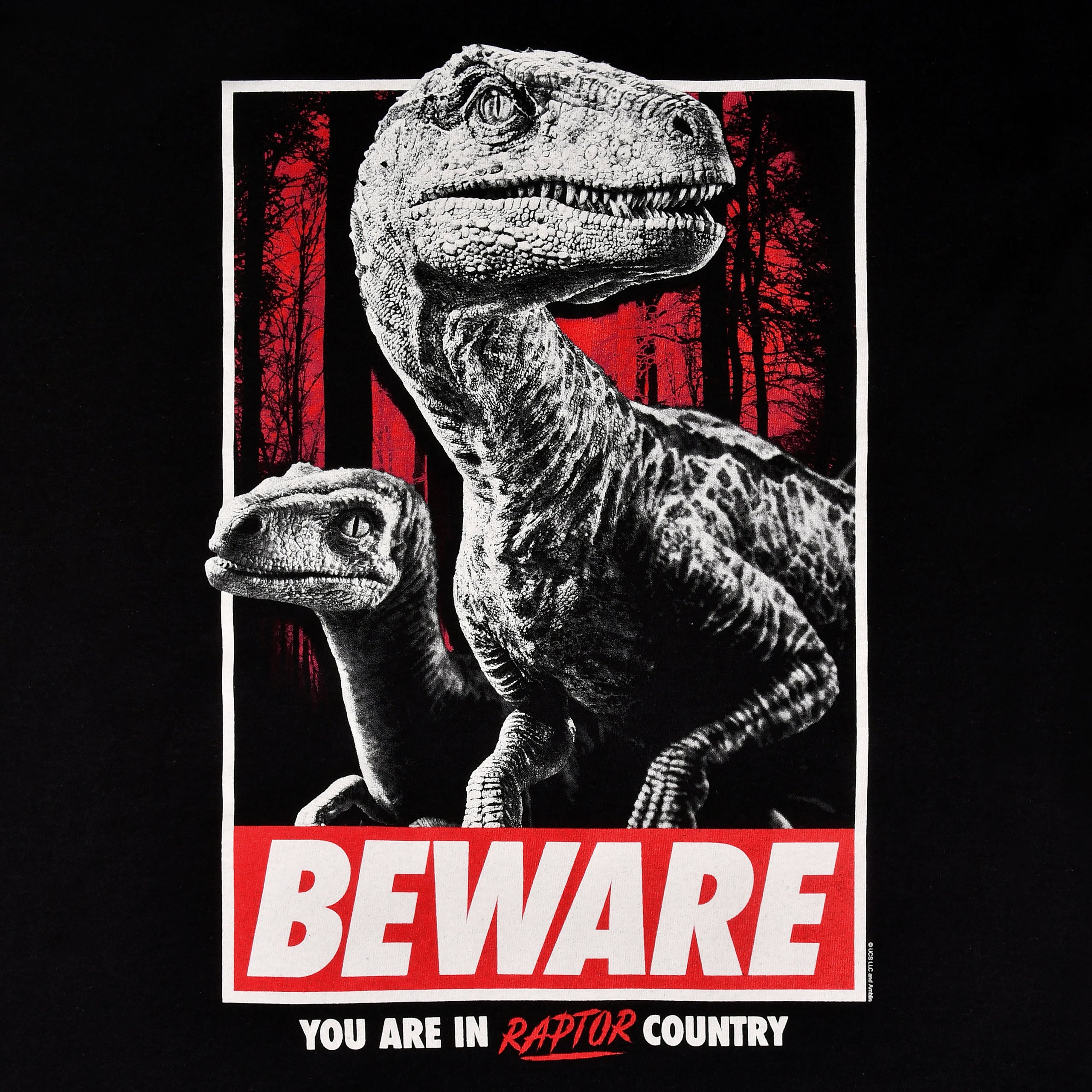 Image produit Jurassic Park - Attention Pays des Raptors T-Shirt noir