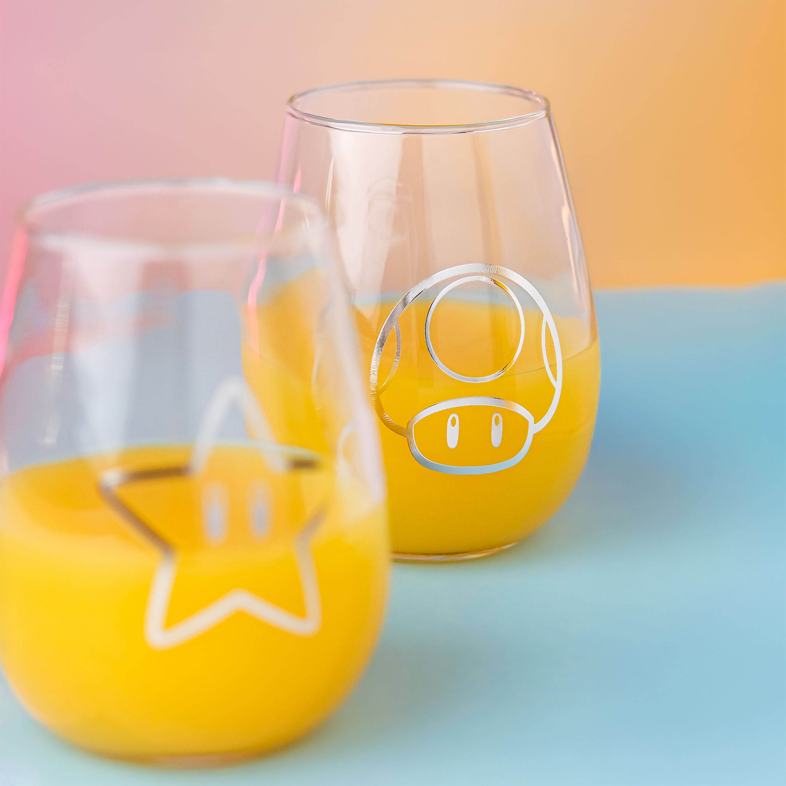 Image produit Super Mario - Étoile & Super Champignon Verres Ensemble de 2