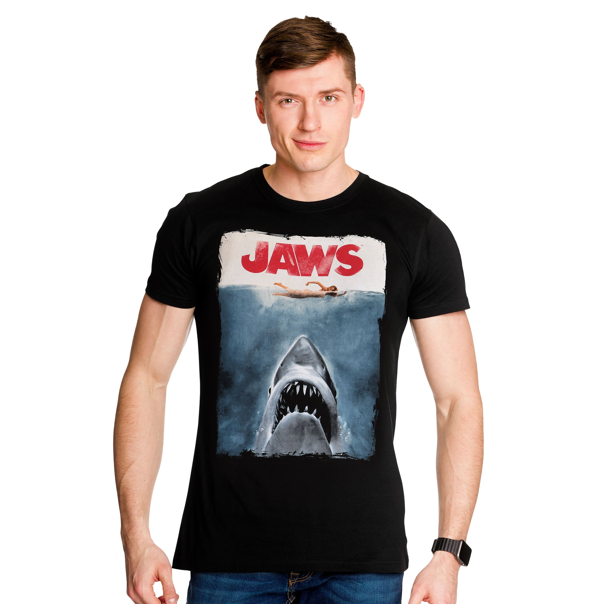 Image produit Le Requin Blanc - T-shirt Poster Jaws Noir