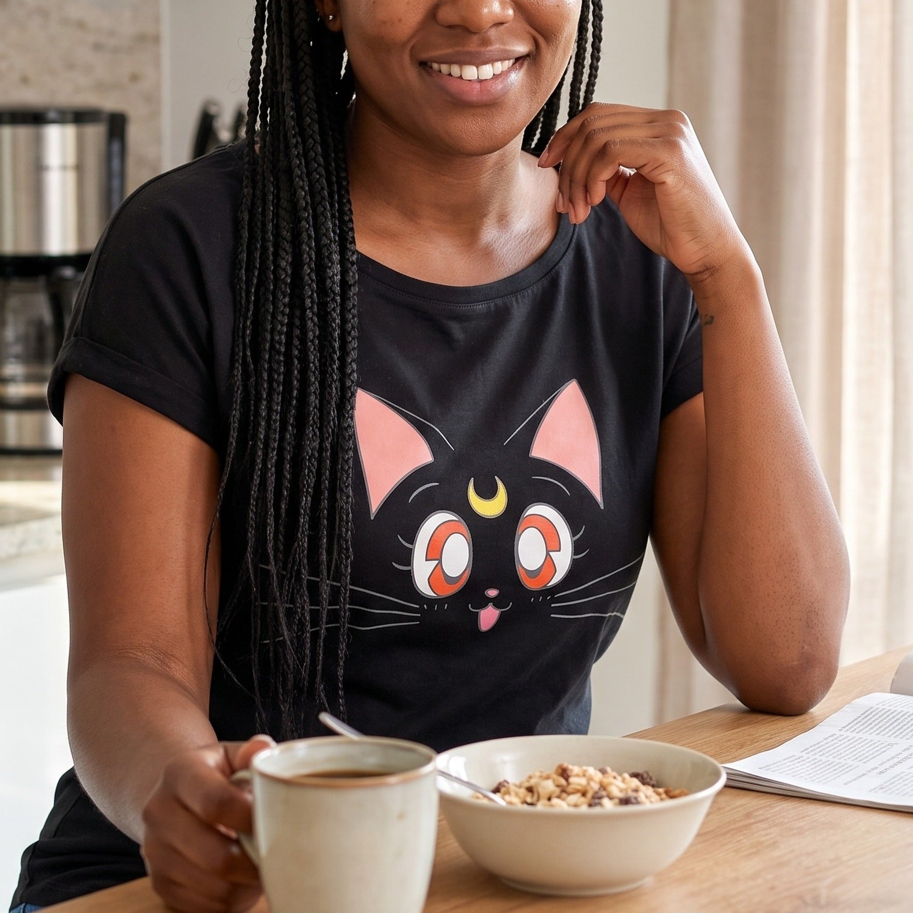 Image produit Sailor Moon - Luna T-Shirt Femme Noir