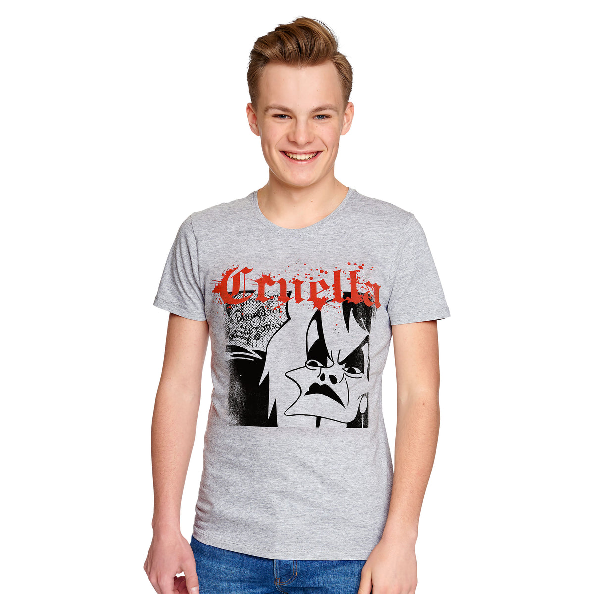Image produit Disney Villains - T-shirt Splatter Cruella gris