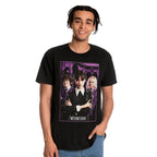 Image produit T-shirt noir en collage Wednesday avec Enid et Eugene