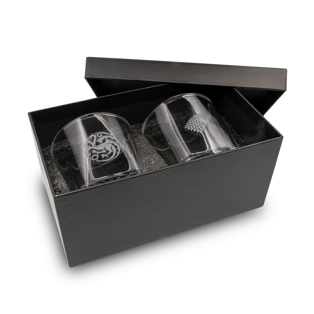 Image produit Game of Thrones - Ensemble de 2 verres avec blasons Targaryen et Stark