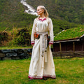 Image produit Robe viking Lagertha beige-rouge