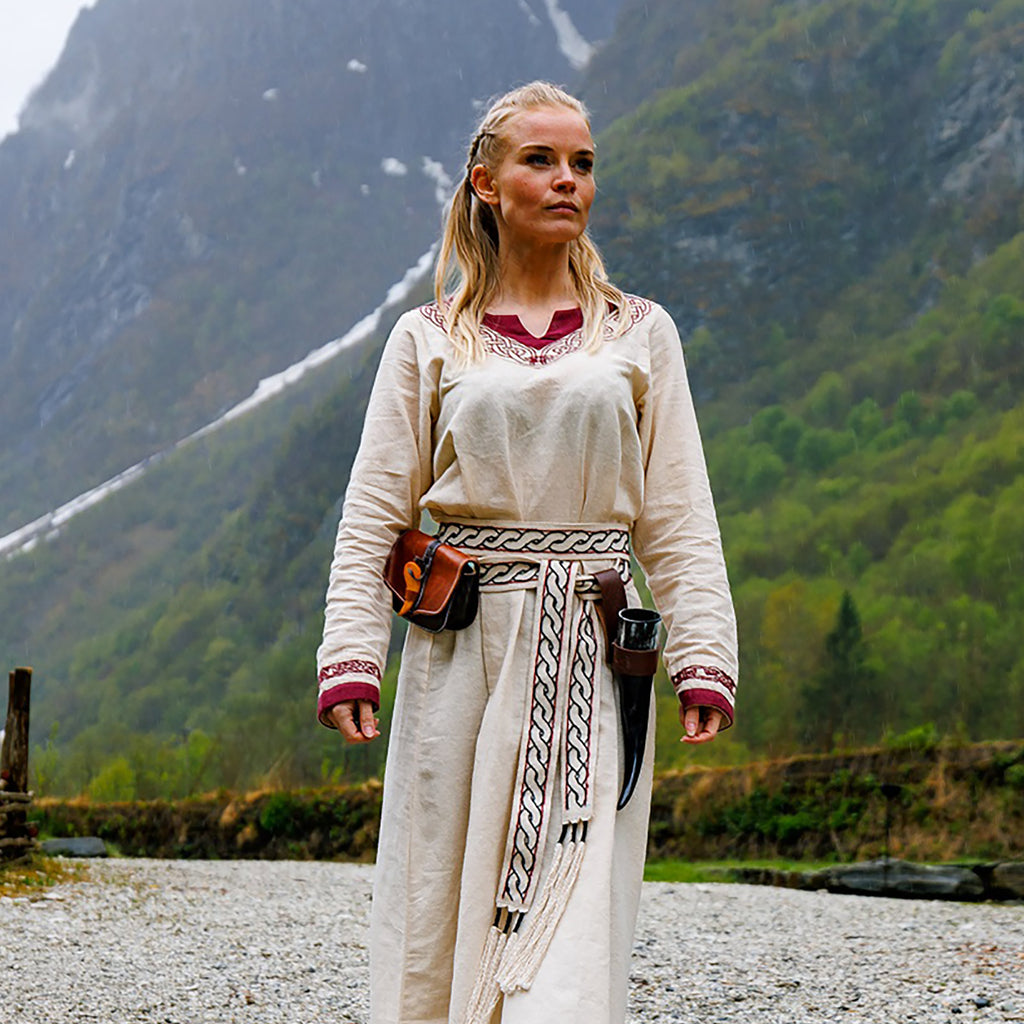 Image produit Robe viking Lagertha beige-rouge