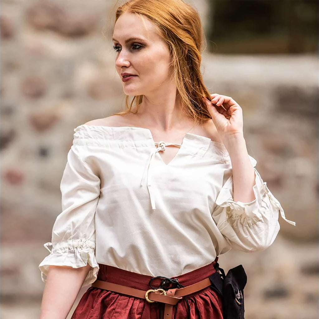 Image produit Blouse Médiévale à Manches Courtes Vera Beige