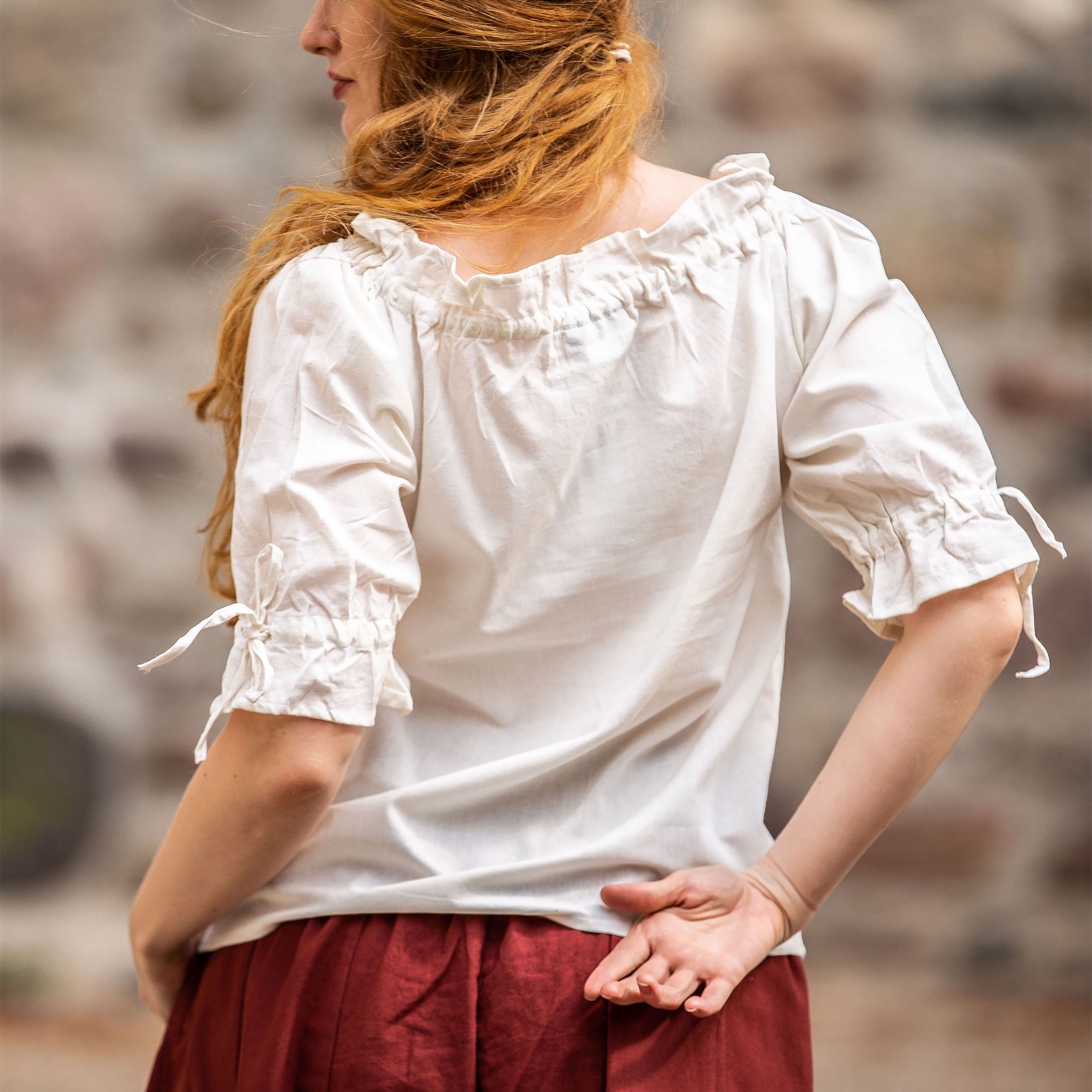 Image produit Blouse Médiévale à Manches Courtes Vera Beige