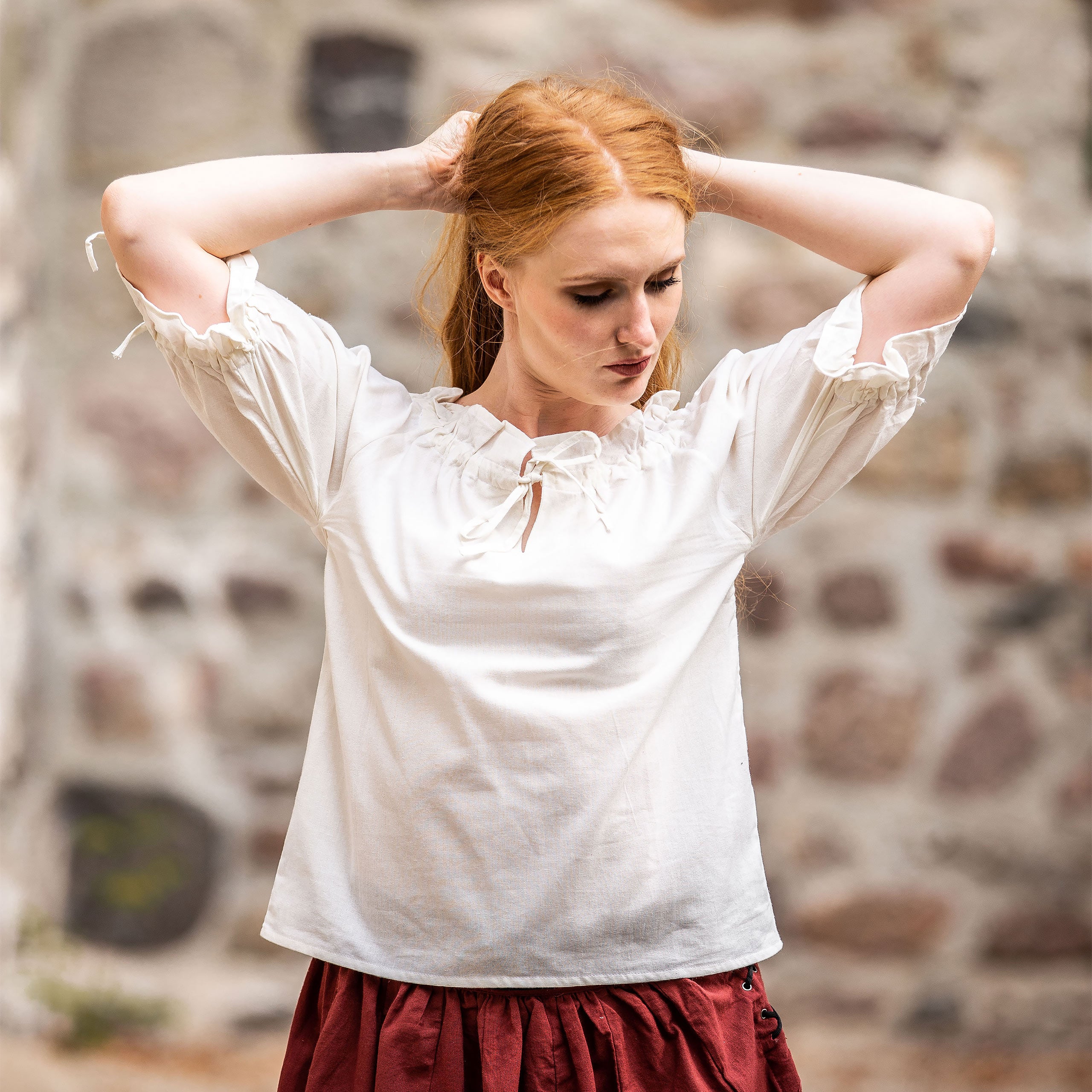 Image produit Blouse Médiévale à Manches Courtes Vera Beige