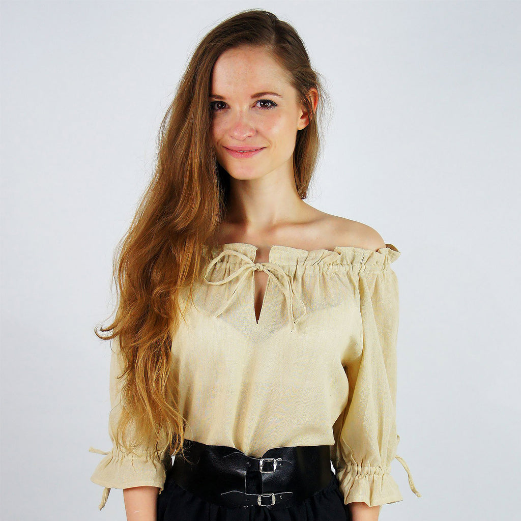 Image produit Blouse médiévale Vera manches courtes en chanvre