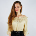 Image produit Blouse médiévale Vera manches courtes en chanvre