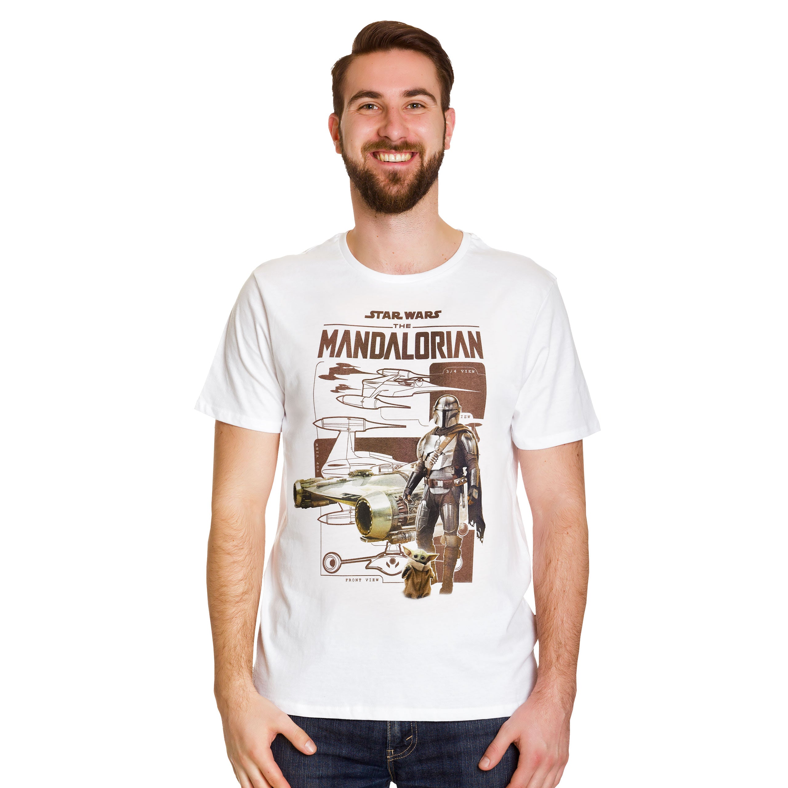Image produit T-shirt Grogu et Mandalorien blanc - Star Wars The Mandalorian