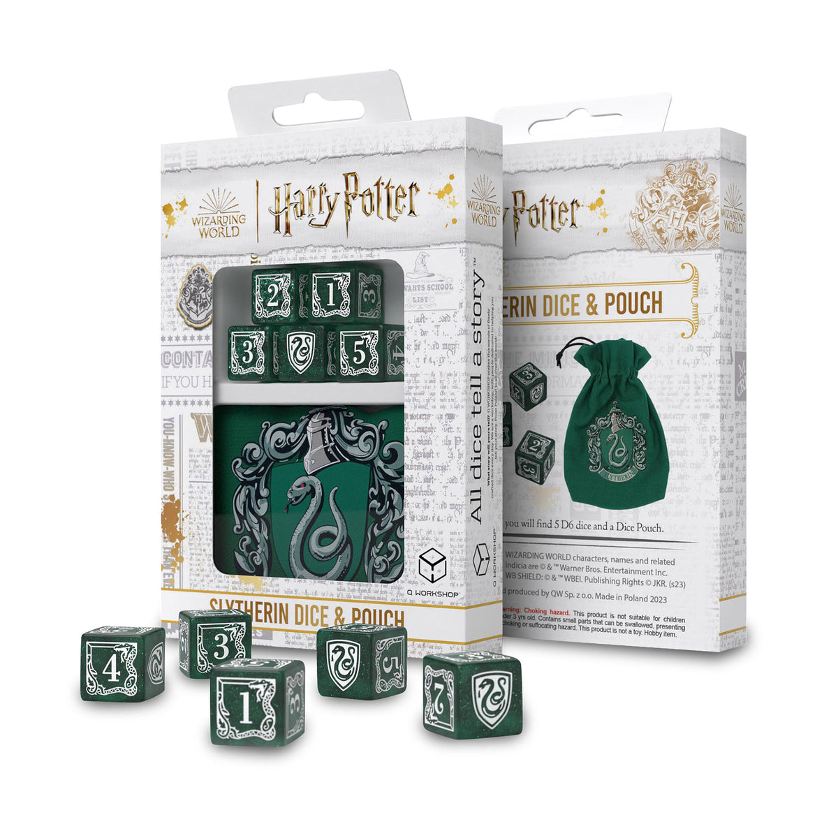 Image produit Harry Potter - Set de dés RPG Slytherin 5pcs avec sac à dés vert