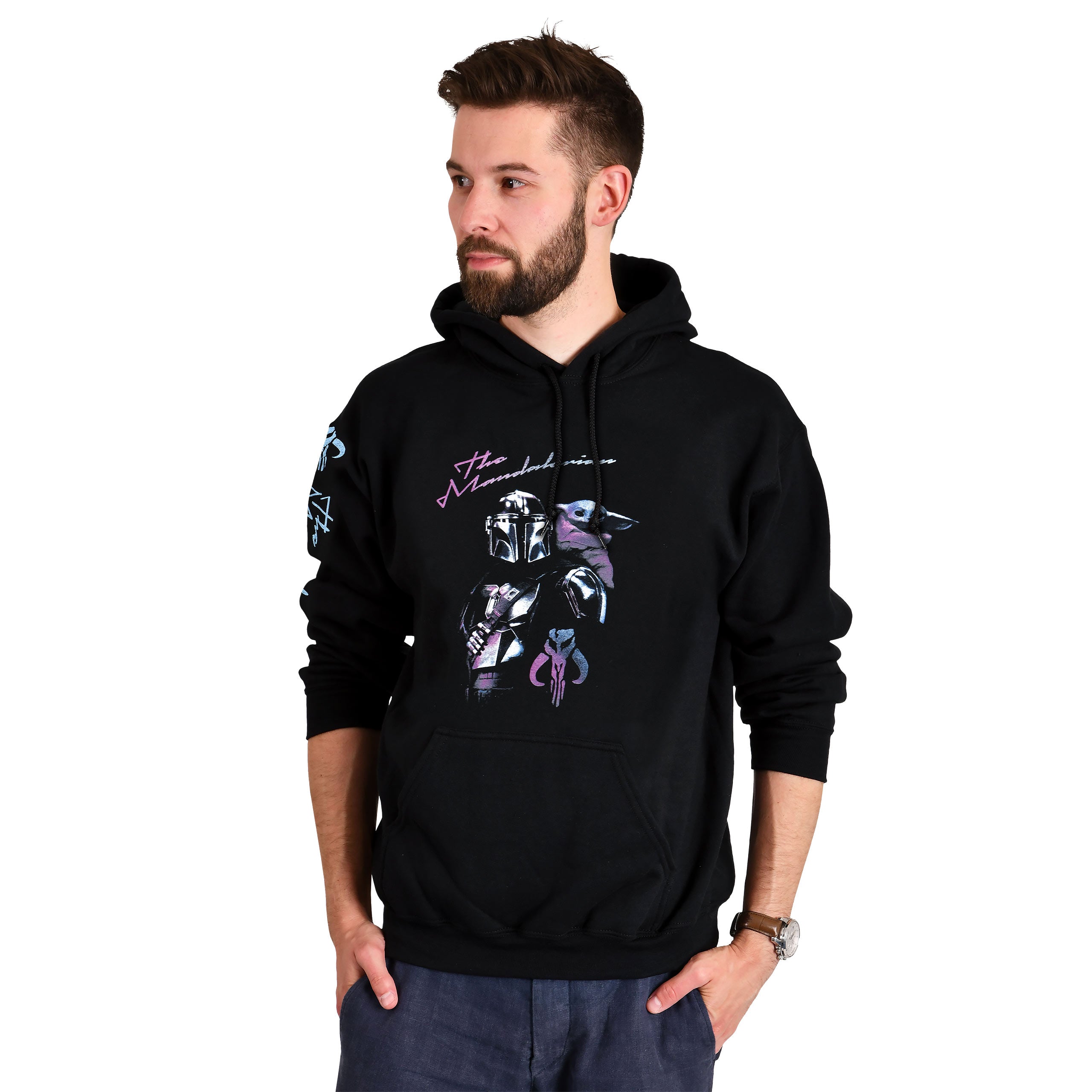 Image produit Sweat à capuche Mando et Grogu noir - Star Wars The Mandalorian