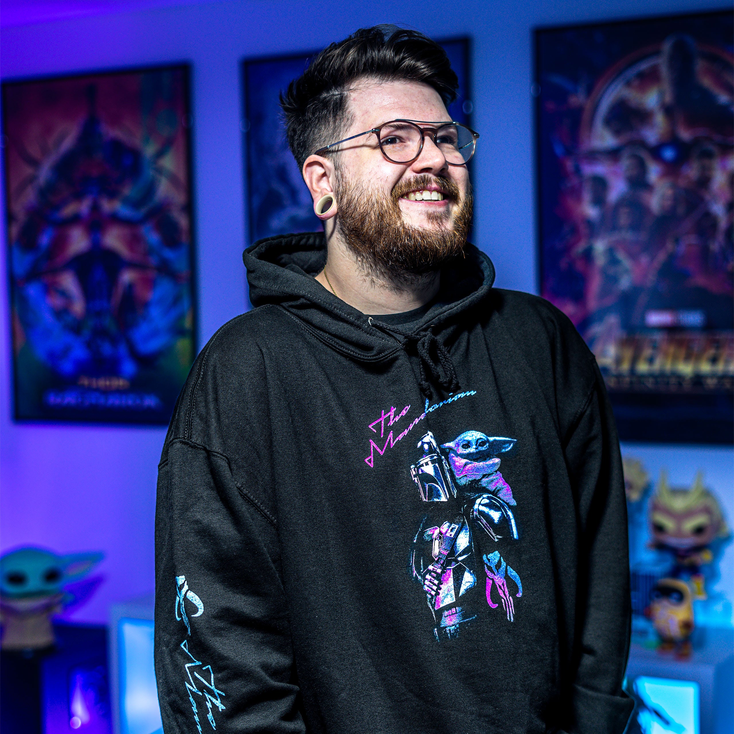 Image produit Sweat à capuche Mando et Grogu noir - Star Wars The Mandalorian