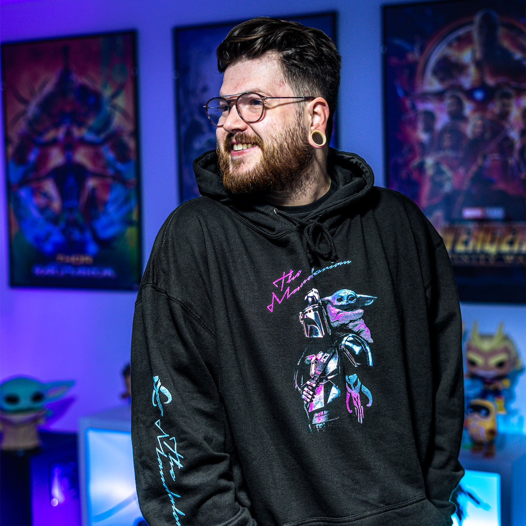 Image produit Sweat à capuche Mando et Grogu noir - Star Wars The Mandalorian