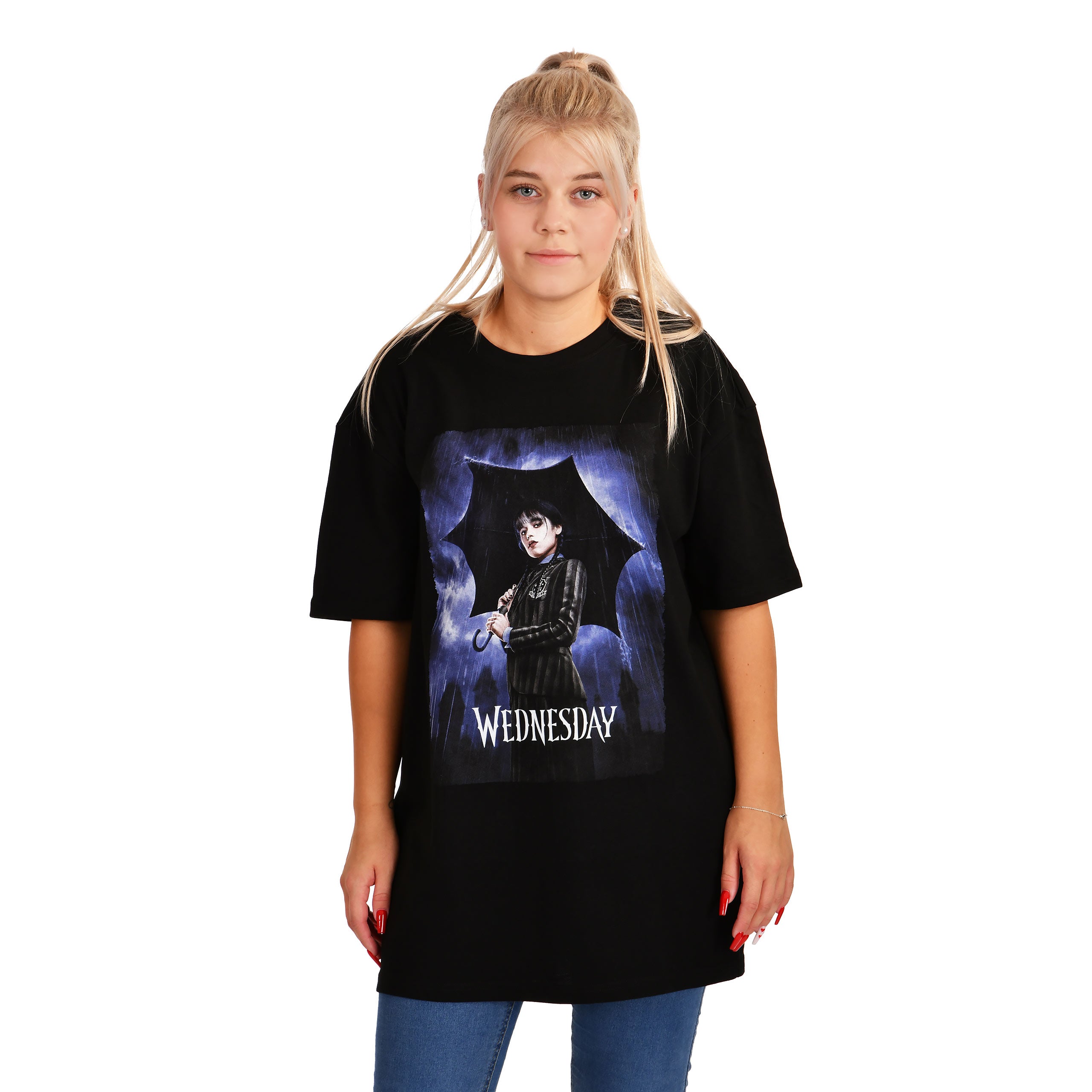 Image produit Mercredi - T-shirt oversize avec poster teaser noir