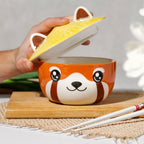 Image produit Bol Kawaii Panda Rouge avec Couvercle pour les Fans d'Anime