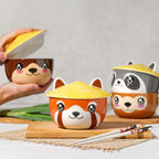 Image produit Bol Kawaii Panda Rouge avec Couvercle pour les Fans d'Anime