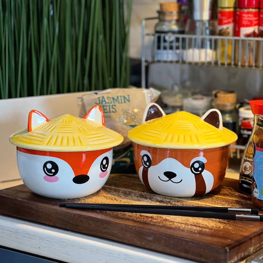 Image produit Bol Kawaii Panda Rouge avec Couvercle pour les Fans d'Anime