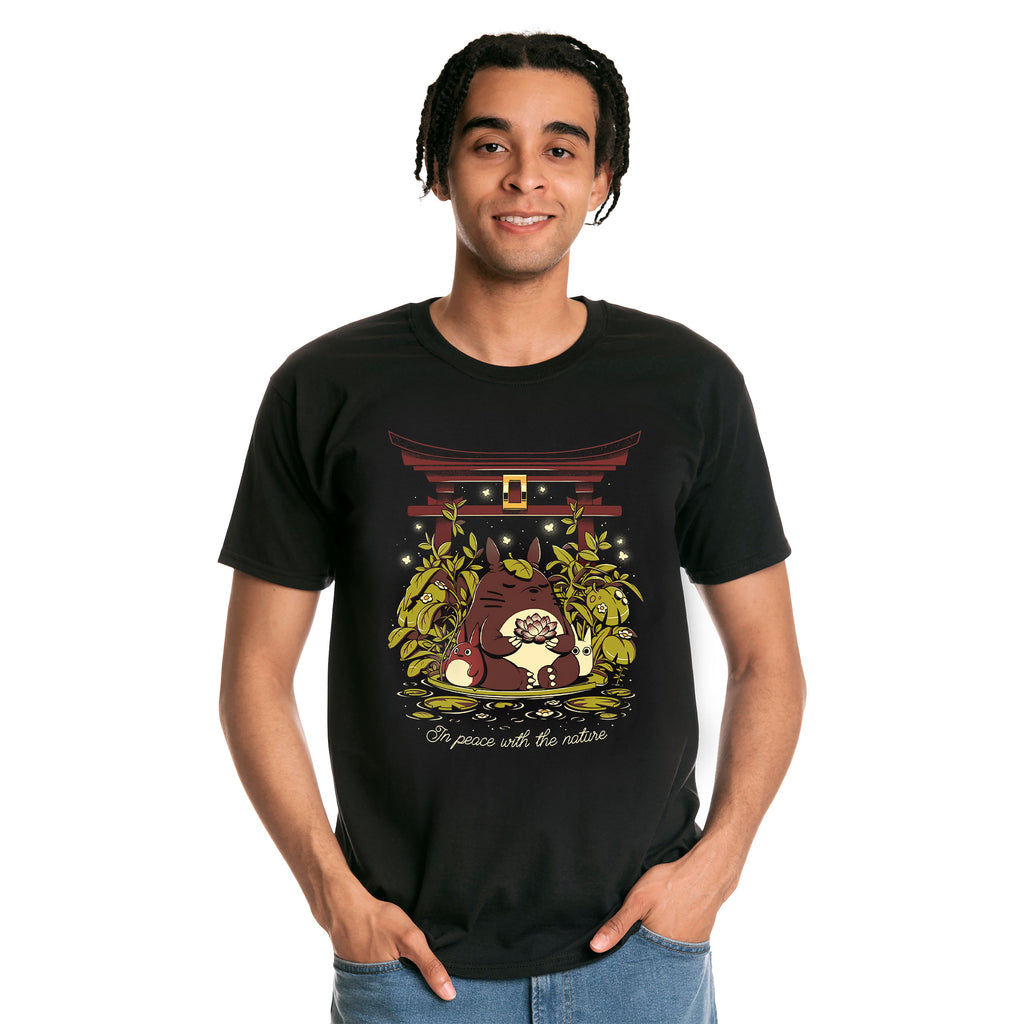 Image produit Ilustrata - T-shirt noir 'En paix avec la nature'