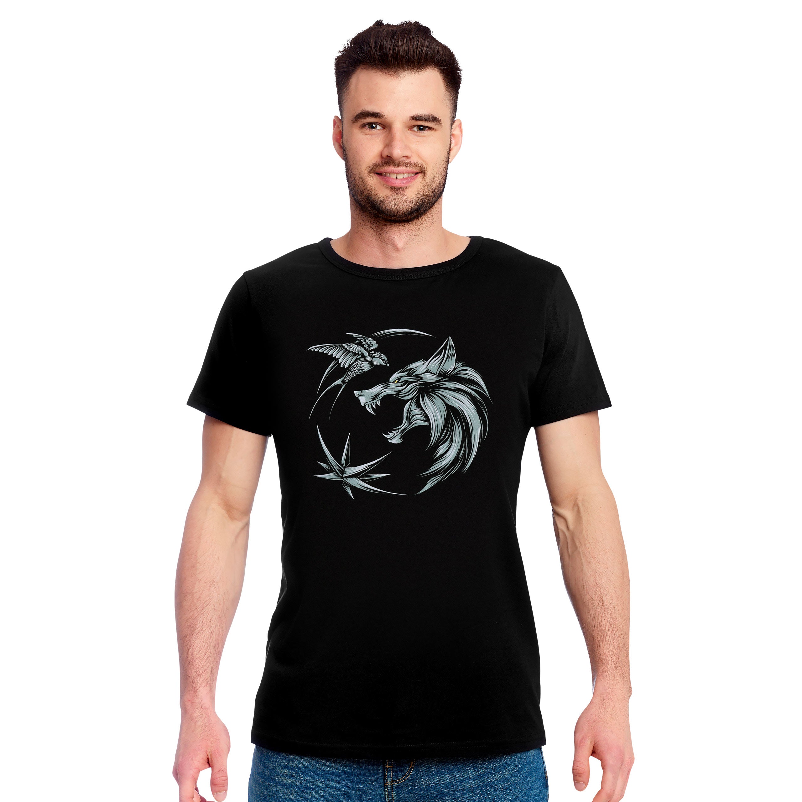 Image produit Witcher - T-shirt médaillon du loup noir