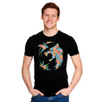 Image produit Witcher - T-shirt noir à médaillon de loup floral