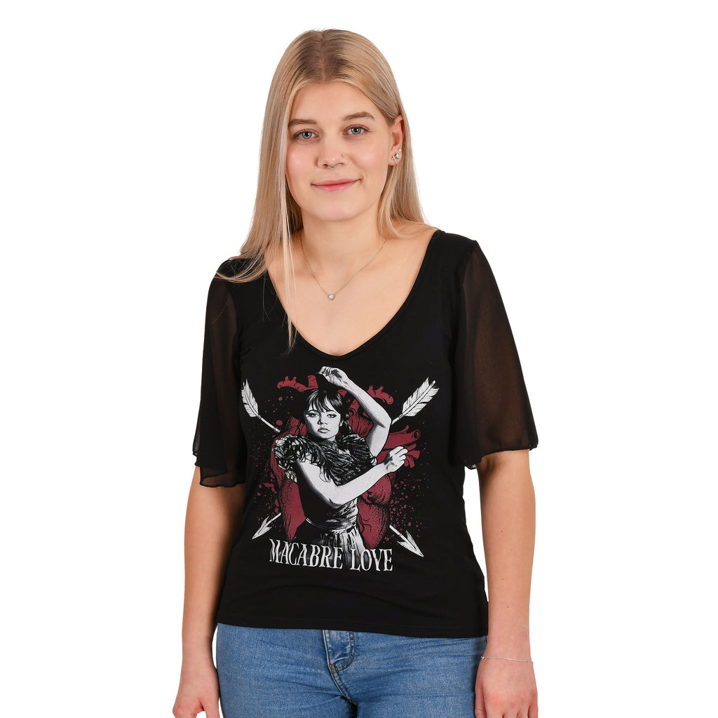Image produit Mercredi - T-shirt d'amour macabre avec des manches papillon