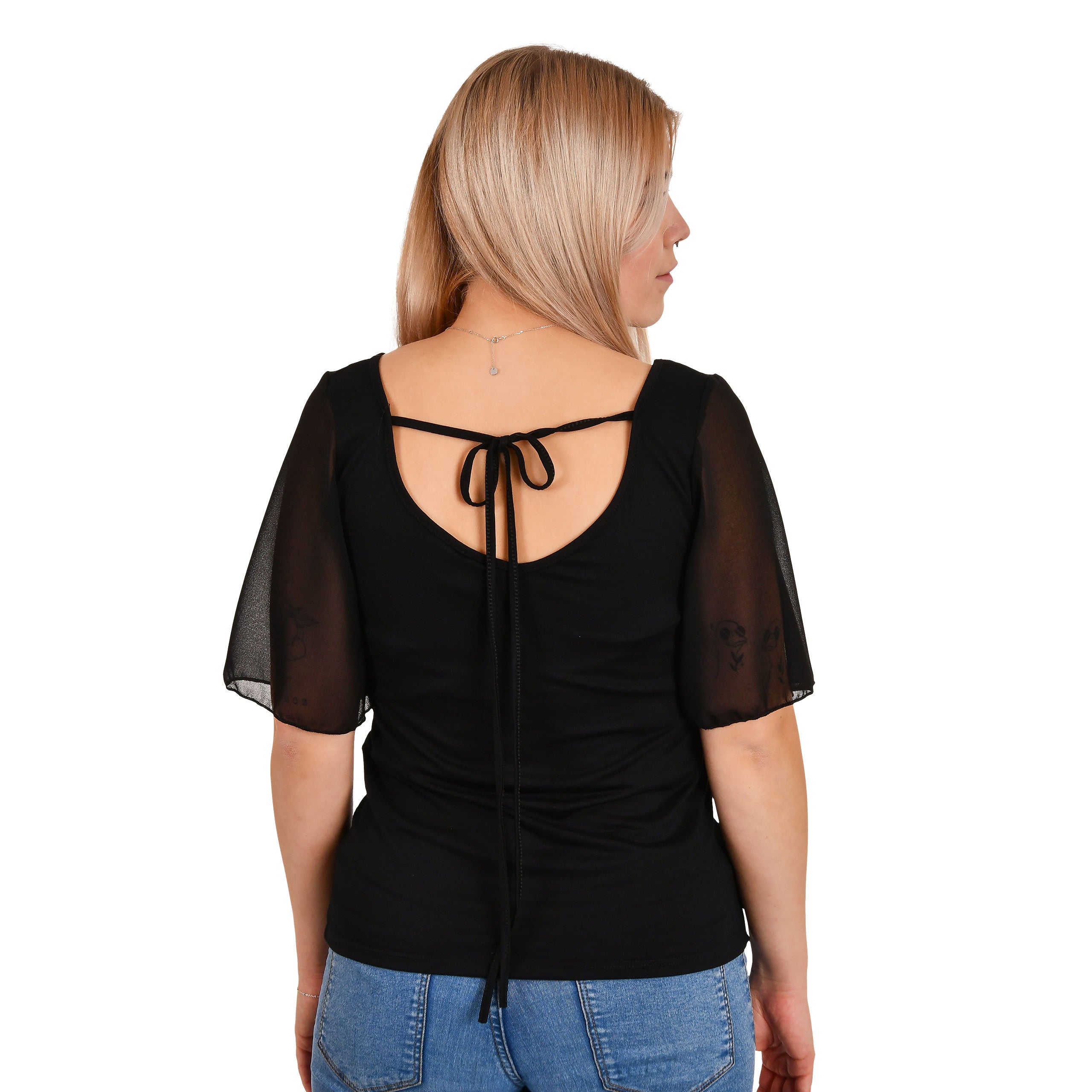Image produit Mercredi - T-shirt d'amour macabre avec des manches papillon